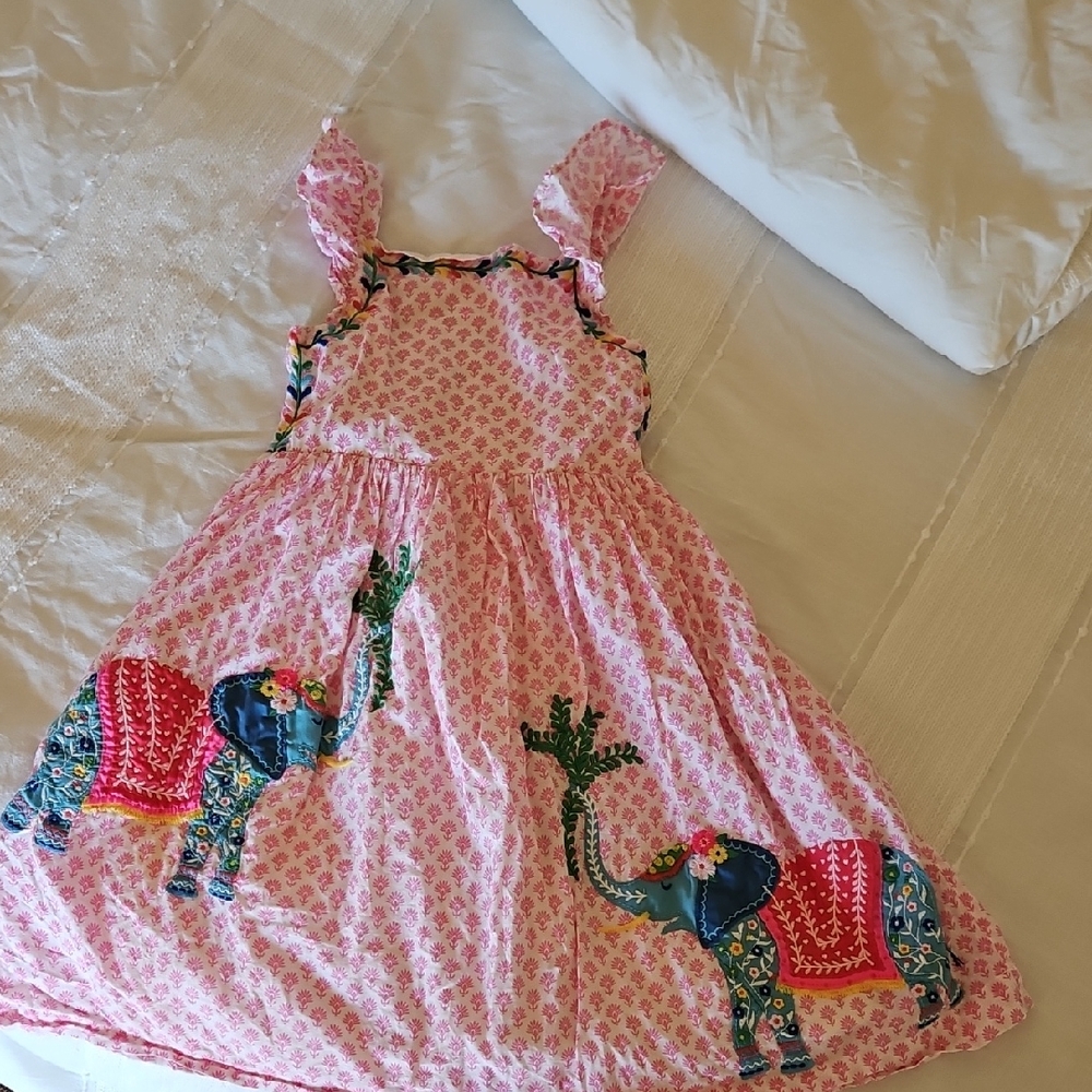 Mini Boden Pink and Blue Elephant Dress